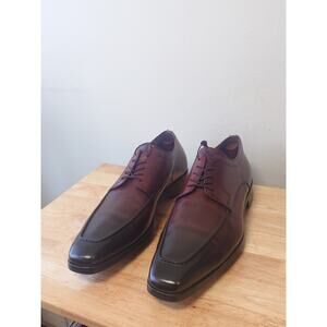 Magnanni Men’s Derby Blucher 13M Two Tone Chili Red Brown Leather Dress Shoes